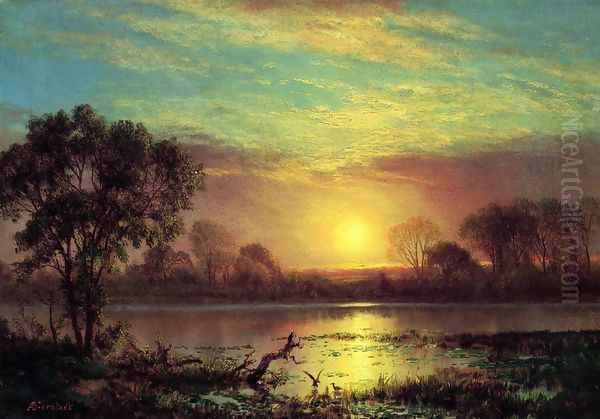 Evening Owens Lake California Oil Painting by Albert Bierstadt