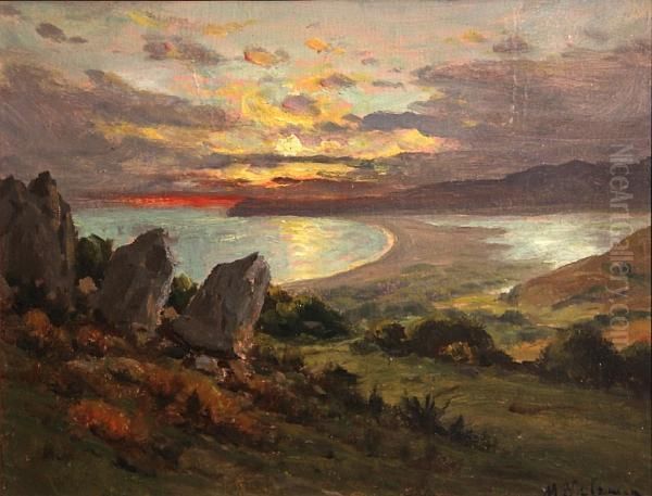 Stinson Beach, Looking Toward Bolinas Oil Painting by Manuel Valencia