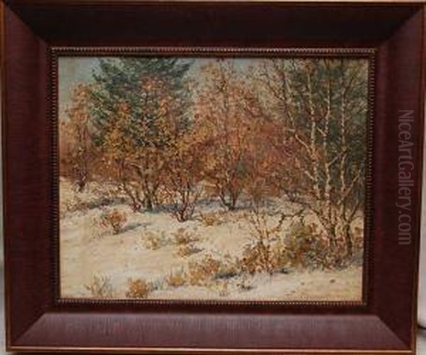 Winter Landscape Oil Painting by Theodor Victor Carl Valenkamph