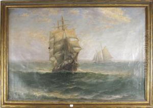 Marine Scene Oil Painting by Theodor Victor Carl Valenkamph