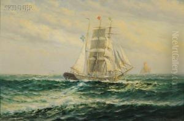 Sailing Vessel Headed For The Harbor Oil Painting by Theodor Victor Carl Valenkamph