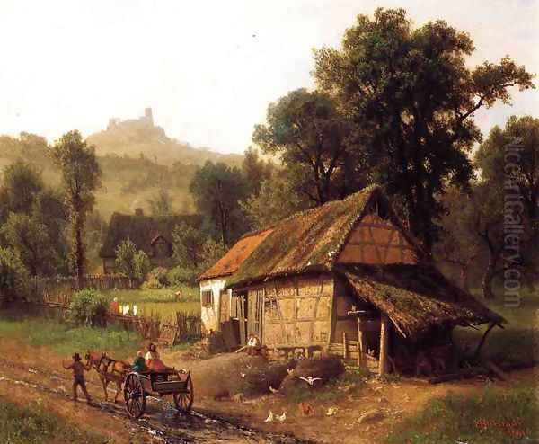 In The Foothills Oil Painting by Albert Bierstadt