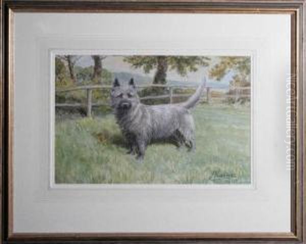 A Scottish Terrier In A Field Oil Painting by John Valentine