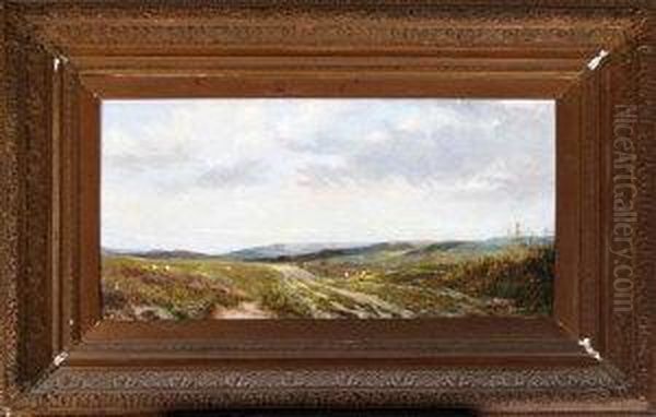 A Border Landscape With Sheep By A Track Oil Painting by John Valentine