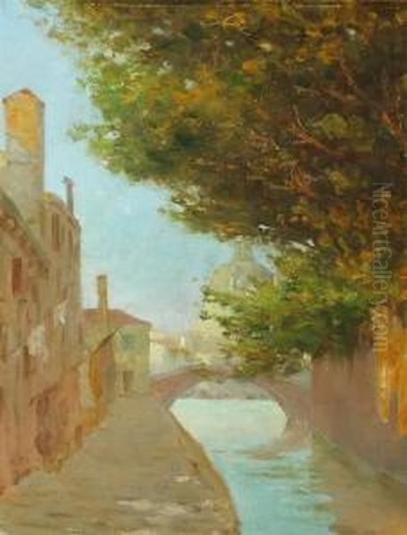 Canal A Venise Oil Painting by Jean-Baptiste Valentinelli