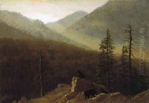 Bears In The Wilderness Oil Painting by Albert Bierstadt