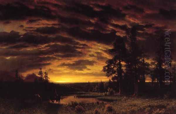 Evening On The Prarie Oil Painting by Albert Bierstadt