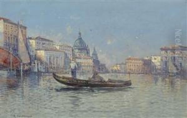 Venetian Scene Oil Painting by R. Valentini