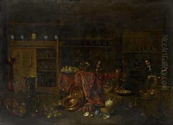 The Interior Of A Chemist Shop Oil Painting by Giovanni Domenico Valentino