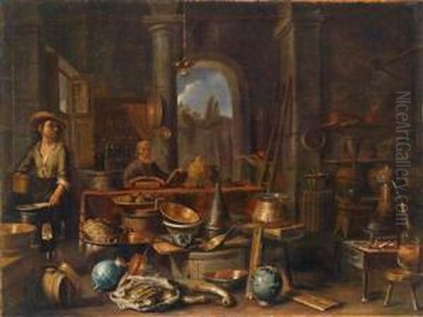 Imlaboratorium Eines Alchimisten Oil Painting by Giovanni Domenico Valentino