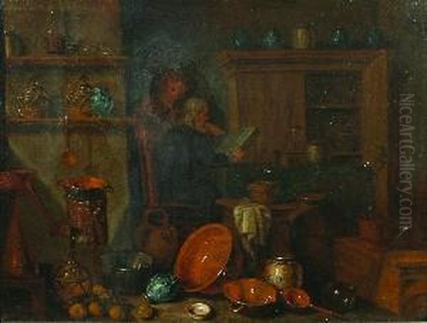 A Kitchen Still Life Oil Painting by Giovanni Domenico Valentino