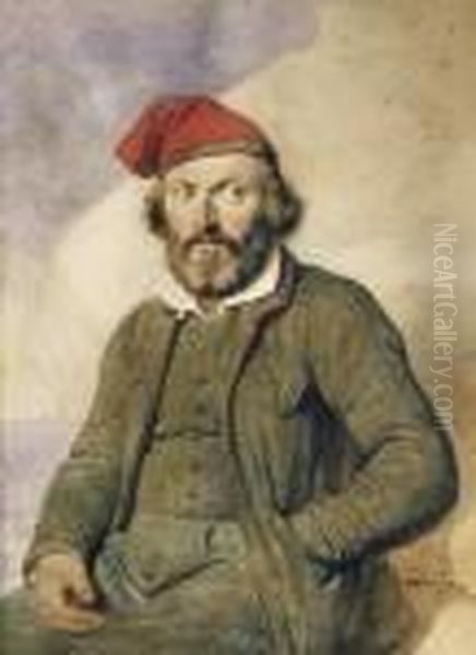 Uomo Con Berretto Rosso Oil Painting by Silvestro Valeri