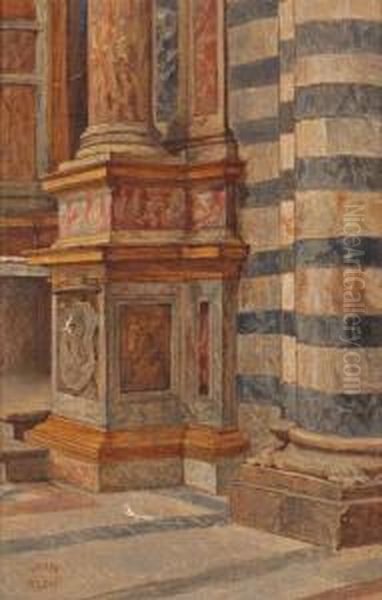 Etude D'interieur D'eglise Oil Painting by Theodore Valerio