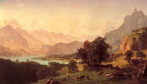 Bernese Alps As Seen Near Kusmach Oil Painting by Albert Bierstadt