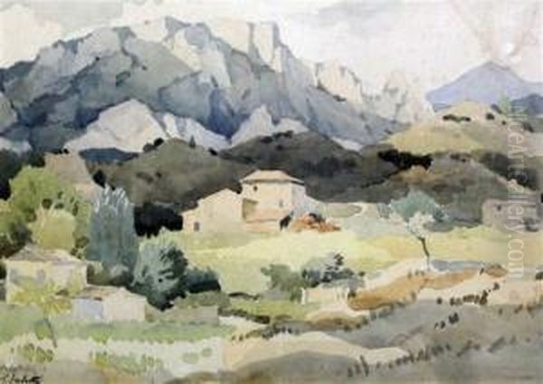 Sisteron Oil Painting by Adolphe Pierre Valette