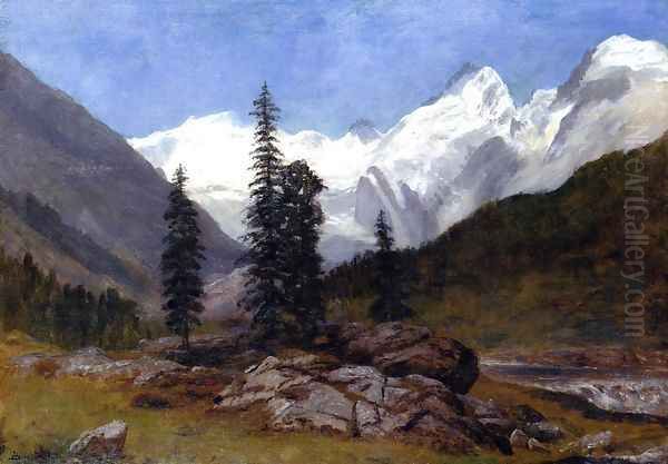 Rocky Mountain Oil Painting by Albert Bierstadt