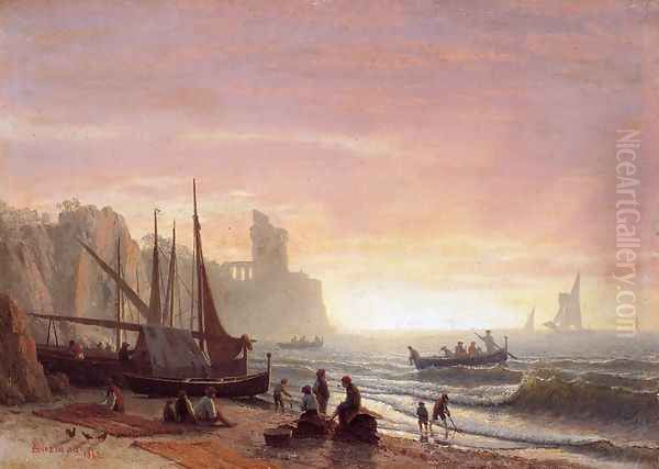 The Fishing Fleet Oil Painting by Albert Bierstadt