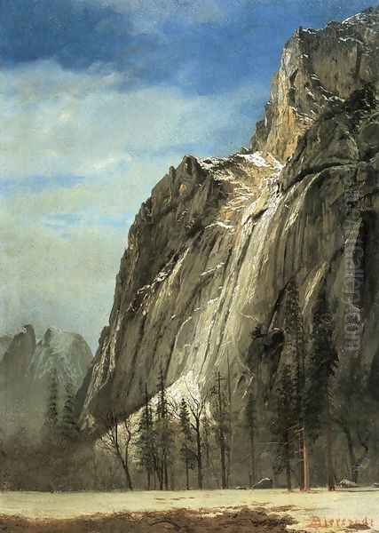 Cathedral Rocks A Yosemite View Oil Painting by Albert Bierstadt