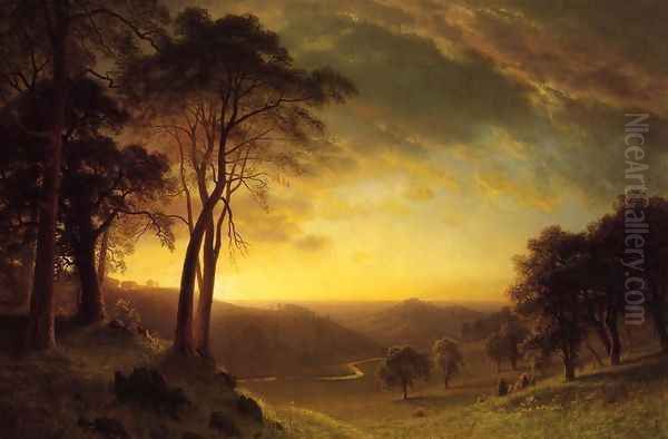 Sacramento River Valley Oil Painting by Albert Bierstadt