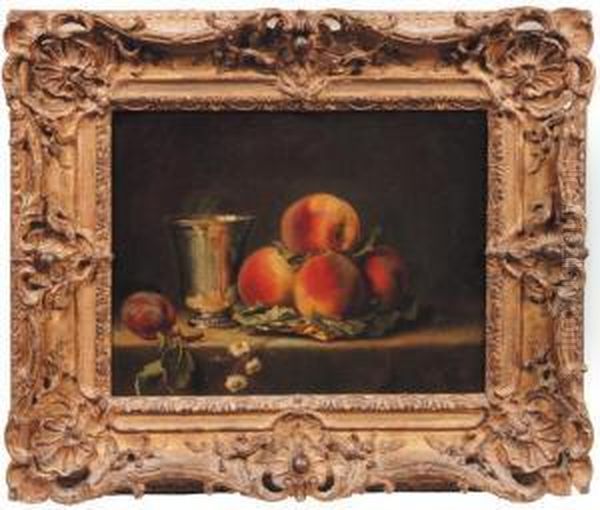 Nature Morte Aux Peches Et Gobeletd'argent Oil Painting by Anne Vallayer-Coster