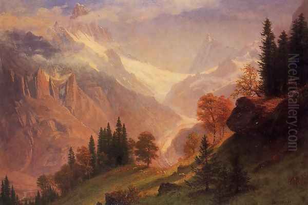 View Of The Grindelwald Oil Painting by Albert Bierstadt