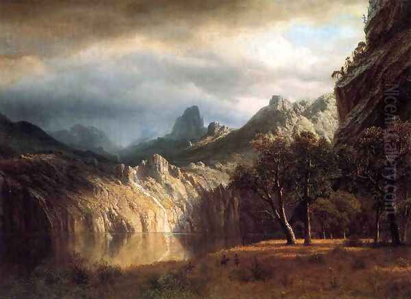 In Western Mountains Oil Painting by Albert Bierstadt