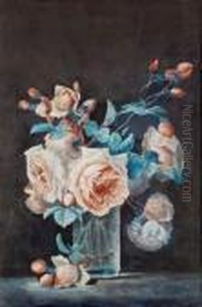 Vase De Fleurs Oil Painting by Ludovic Vallee