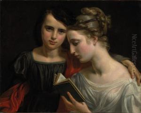 Reading From 'paul Et Virginie' Oil Painting by Marie Francoise Caroline Vallee