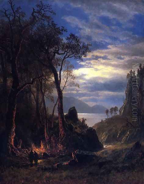 The Campfire Oil Painting by Albert Bierstadt