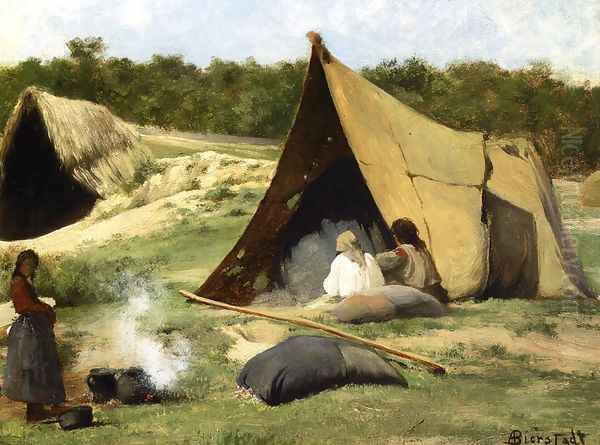 Indian Camp Oil Painting by Albert Bierstadt