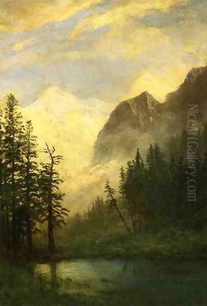 Moonlit Landscape Oil Painting by Albert Bierstadt