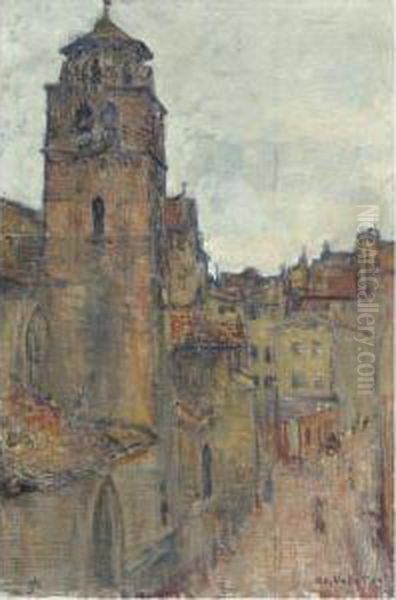 Eglise De La Madeleine (geneve) Oil Painting by Edouard Vallet