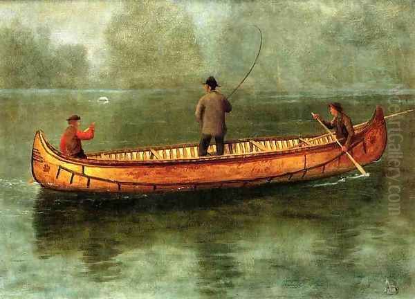 Fishing From A Canoe Oil Painting by Albert Bierstadt