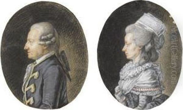 A Pair Of Profile Portraits Of A Lady And Gentleman, Halflength Oil Painting by Valliere