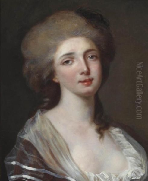 Portrait Of A Lady Oil Painting by Jacques Antoine Vallin