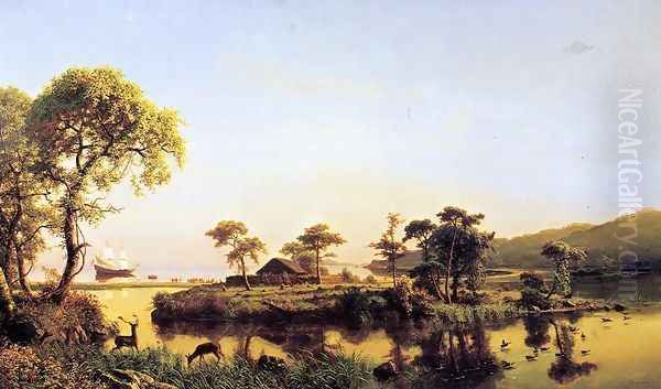 Gosnold At Cuttyhunk 1602 Oil Painting by Albert Bierstadt