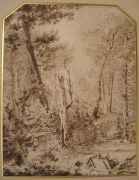 Foret De Fontainebleau Oil Painting by Alphonse Vallot