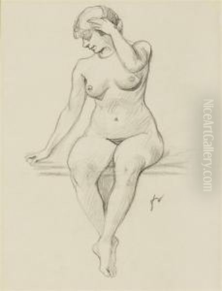 Female Nude Oil Painting by Felix Edouard Vallotton