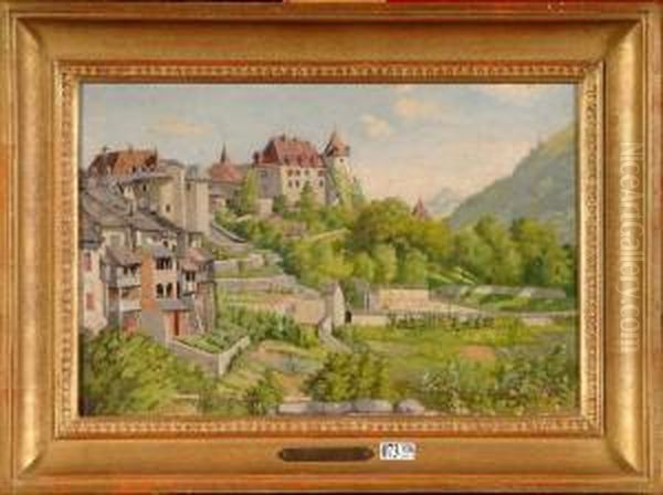 Vue D'un Village En Suisse Oil Painting by Paul Aime Vallouy