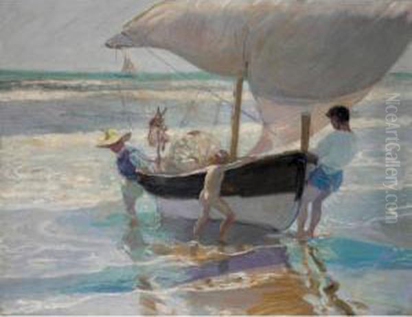 Volviendo Del Mar (returning From The Sea) Oil Painting by Enrique Valls