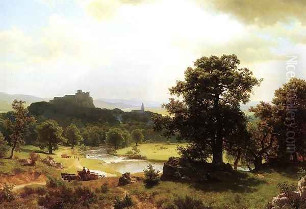 Day's Beginning Oil Painting by Albert Bierstadt