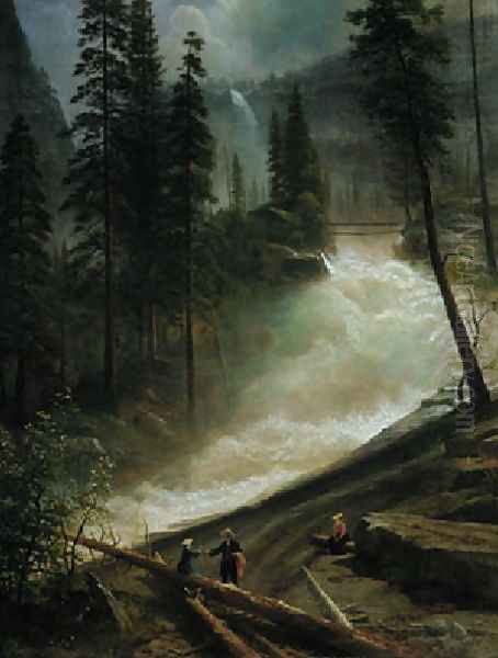 Nevada Falls Yosemite Oil Painting by Albert Bierstadt