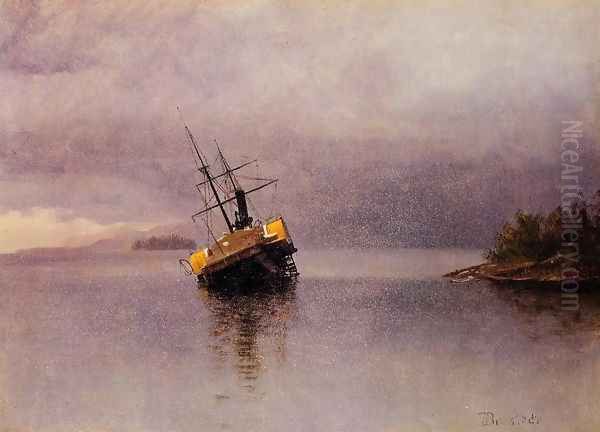 Wreck Of The Ancon In Loring Bay Alaska Oil Painting by Albert Bierstadt