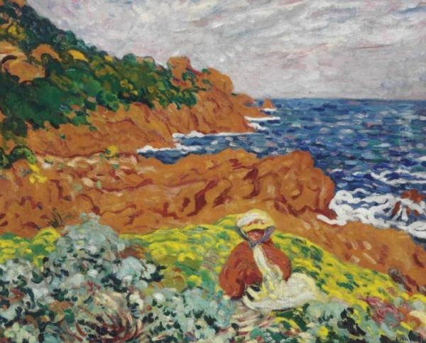 Suzanne Valtat Sur Le Rivage D'antheor Oil Painting by Louis Valtat