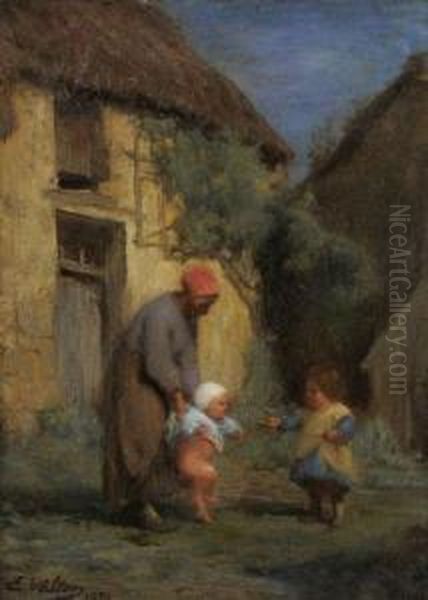 Les Premiers Pas Oil Painting by Edmond Eugene Valton