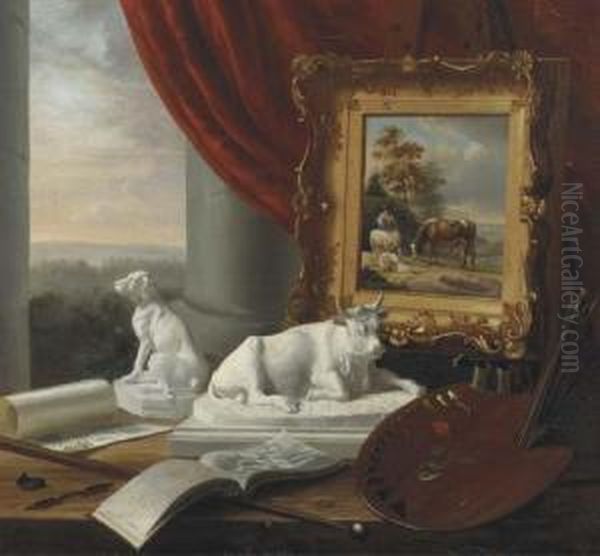 View From The Artist's Desk Oil Painting by Arnoldus Antonius Christianus Van 'T Zant