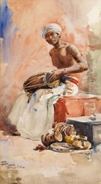 Orientalischer Trommler Oil Painting by Florimond Van Acker