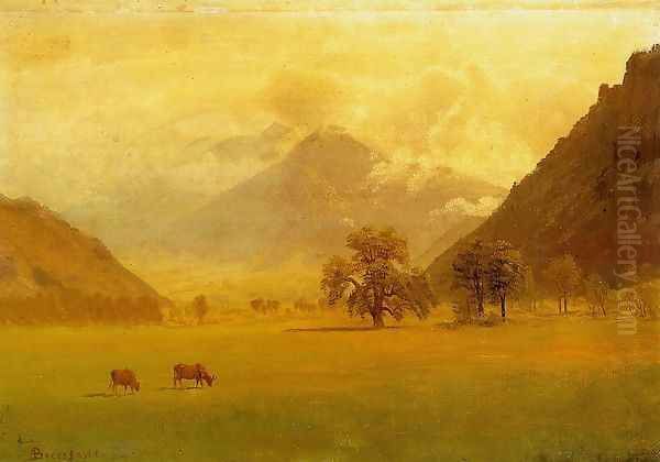 Rhone Valley Oil Painting by Albert Bierstadt