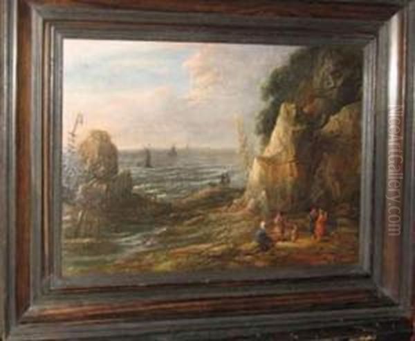 Landscape At Sea With Peasants And Ships Oil Painting by Jan Van Aken