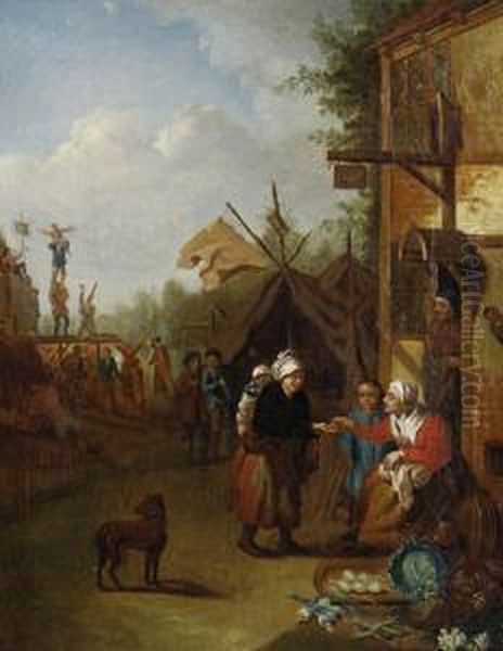 A Vegetable Seller Oil Painting by Joseph van Aken